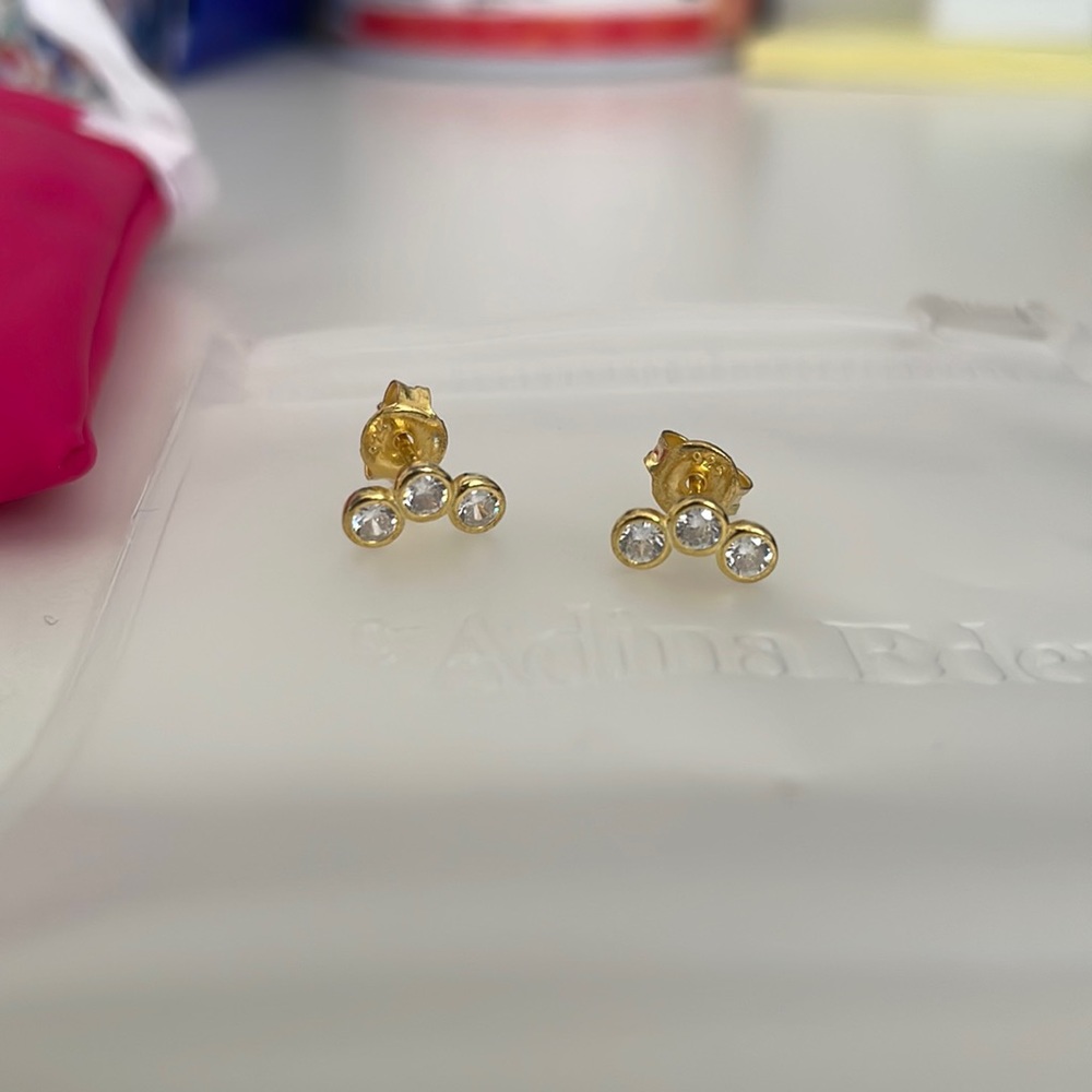 Adina Eden Gold Circle Stud Earrings